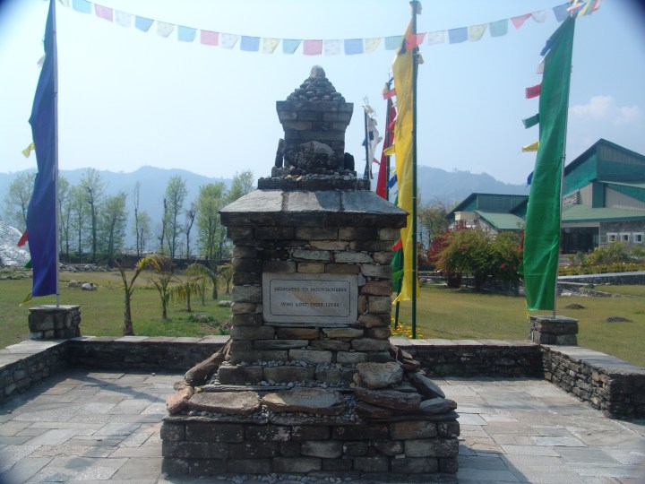 A stone tomb dedicated to Mountaineers at International Mountain Museum