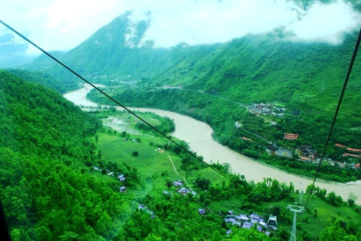 Stunning views of the Nepal countryside through the cable car