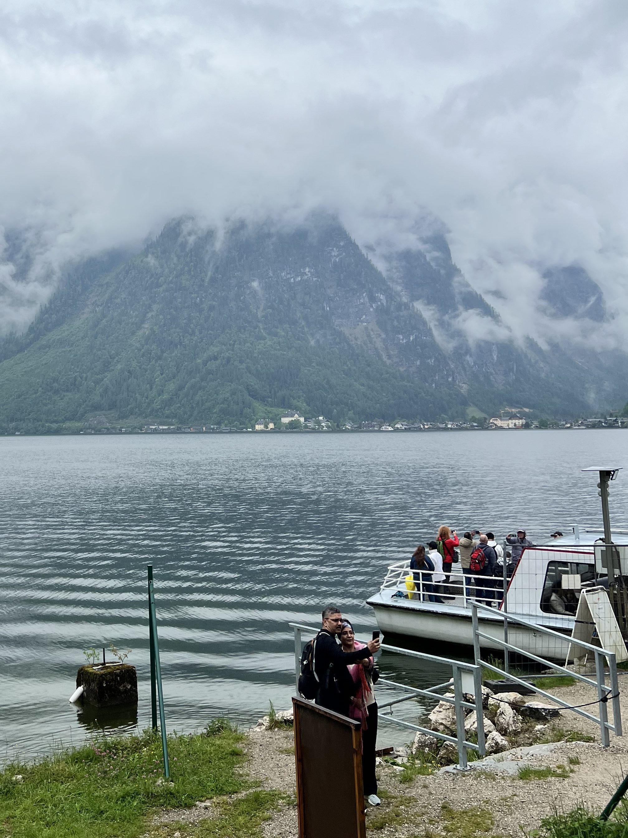 On our way to board the ferry to Hallstatt village 